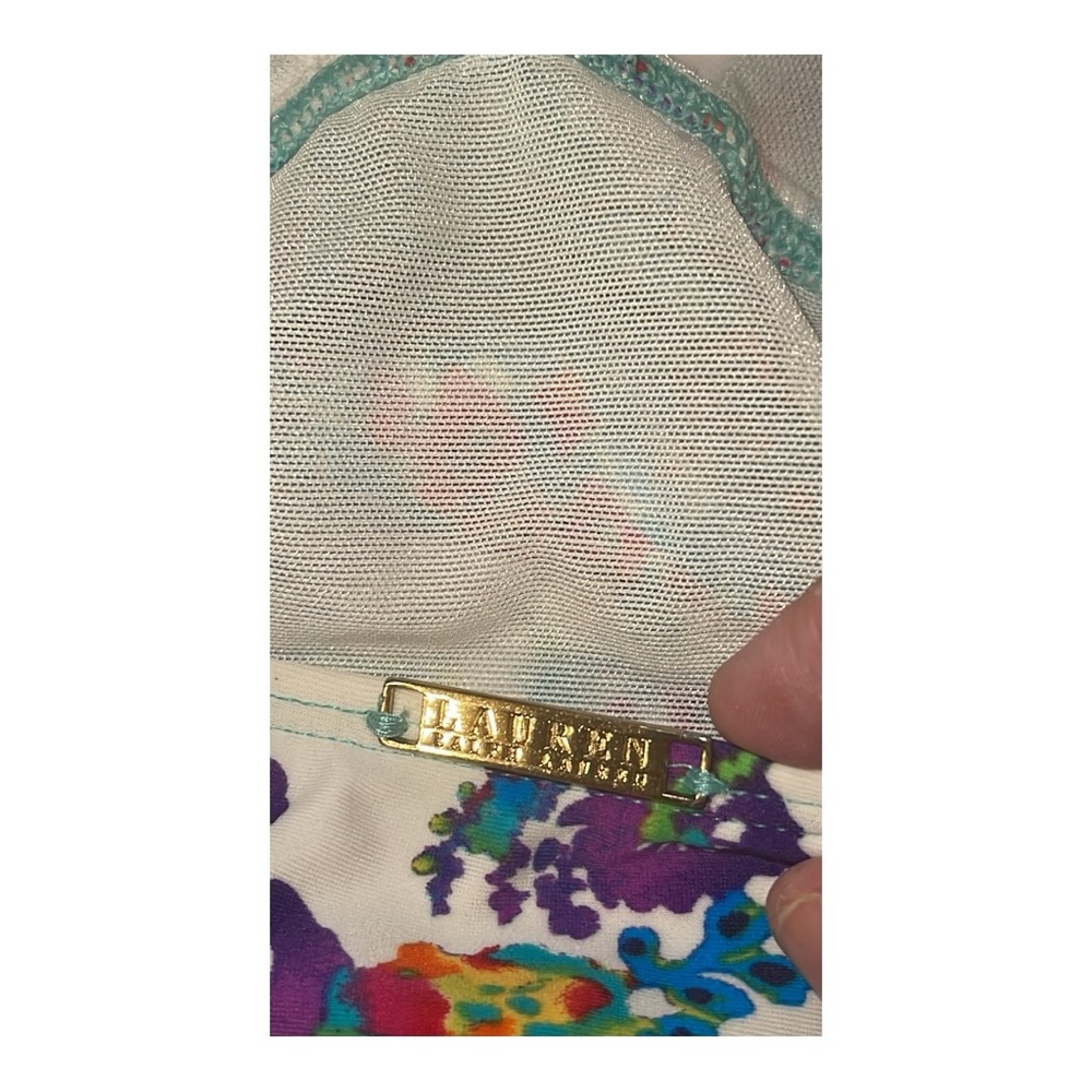 Ralph Lauren Blue Label One Piece halter Swimsuit Blue colorful paisley - Picture 5 of 8
